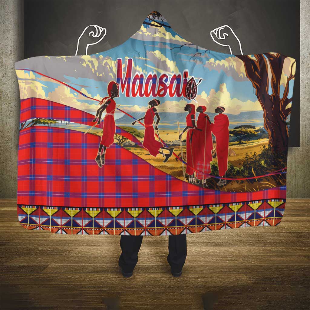 Maasai Adumu Dance Hooded Blanket Shuka Pattern - Kenya Safari