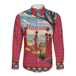 Maasai Adumu Dance Long Sleeve Button Shirt Shuka Pattern - Kenya Safari