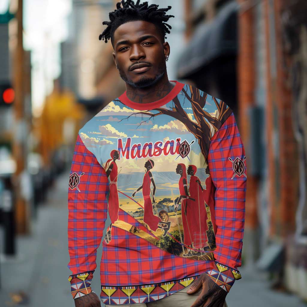 Maasai Adumu Dance Long Sleeve Shirt Shuka Pattern - Kenya Safari