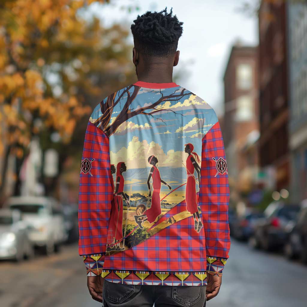 Maasai Adumu Dance Long Sleeve Shirt Shuka Pattern - Kenya Safari