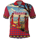 Maasai Adumu Dance Polo Shirt Shuka Pattern - Kenya Safari