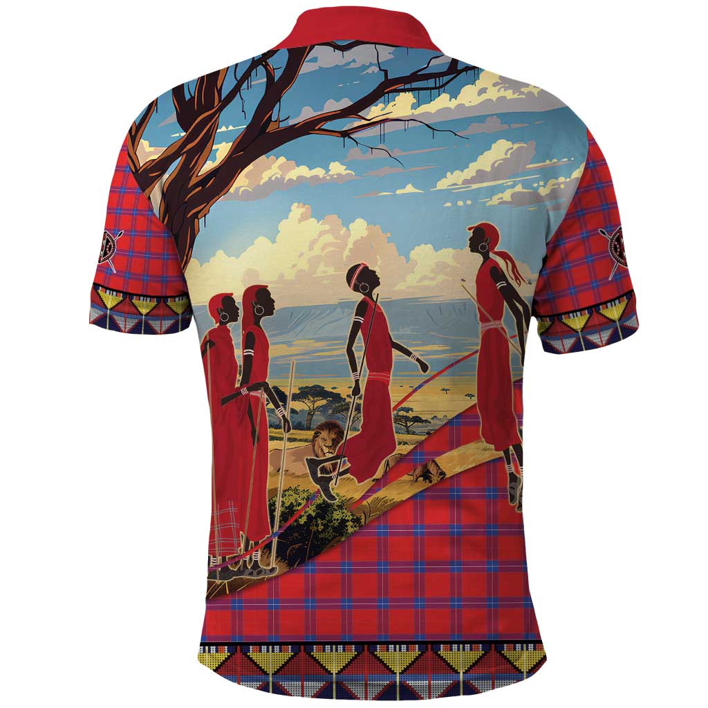 Maasai Adumu Dance Polo Shirt Shuka Pattern - Kenya Safari