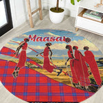 Maasai Adumu Dance Round Carpet Shuka Pattern - Kenya Safari