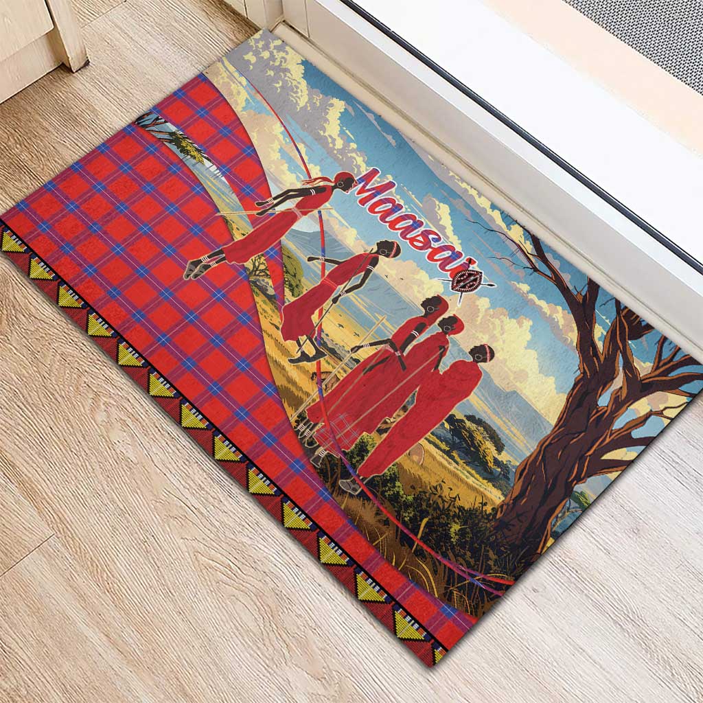 Maasai Adumu Dance Rubber Doormat Shuka Pattern - Kenya Safari