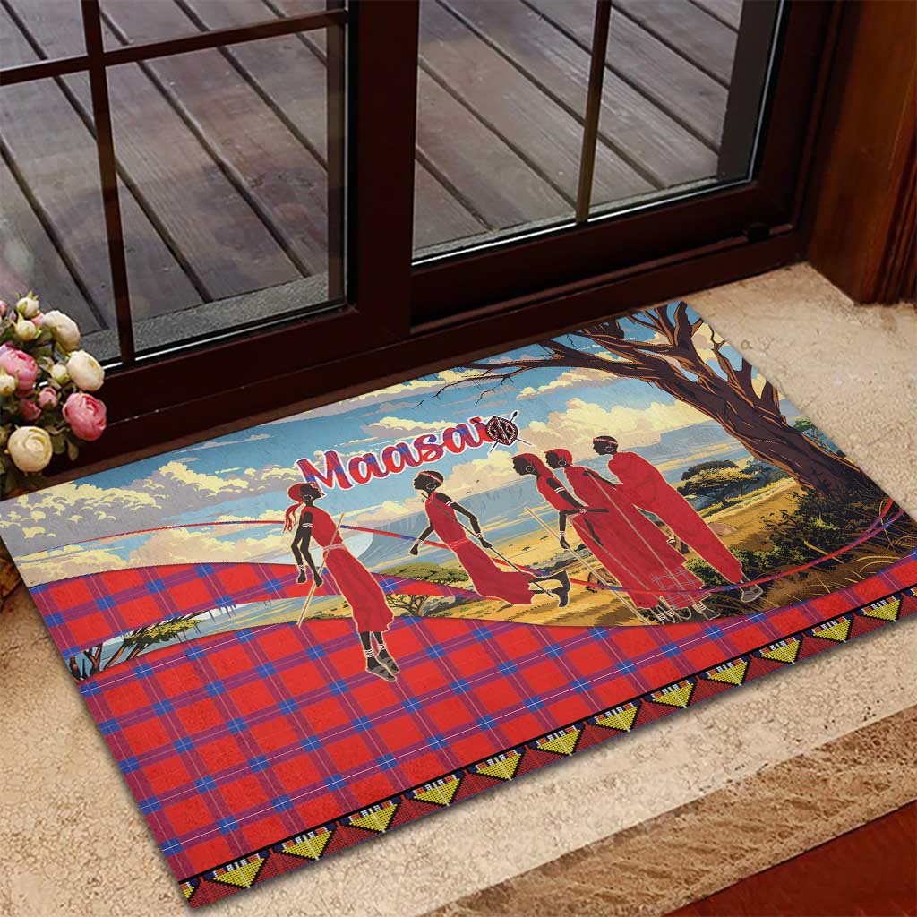 Maasai Adumu Dance Rubber Doormat Shuka Pattern - Kenya Safari