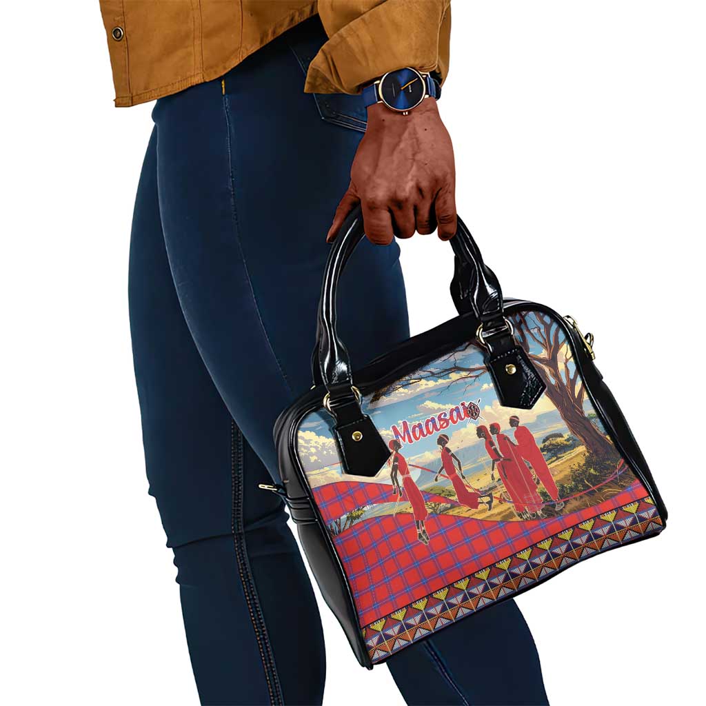 Maasai Adumu Dance Shoulder Handbag Shuka Pattern - Kenya Safari