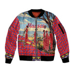 Maasai Adumu Dance Sleeve Zip Bomber Jacket Shuka Pattern - Kenya Safari