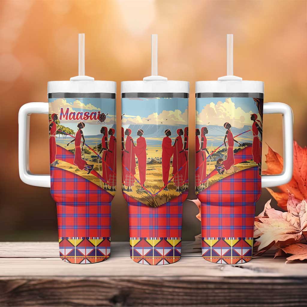 Maasai Adumu Dance Tumbler With Handle Shuka Pattern - Kenya Safari