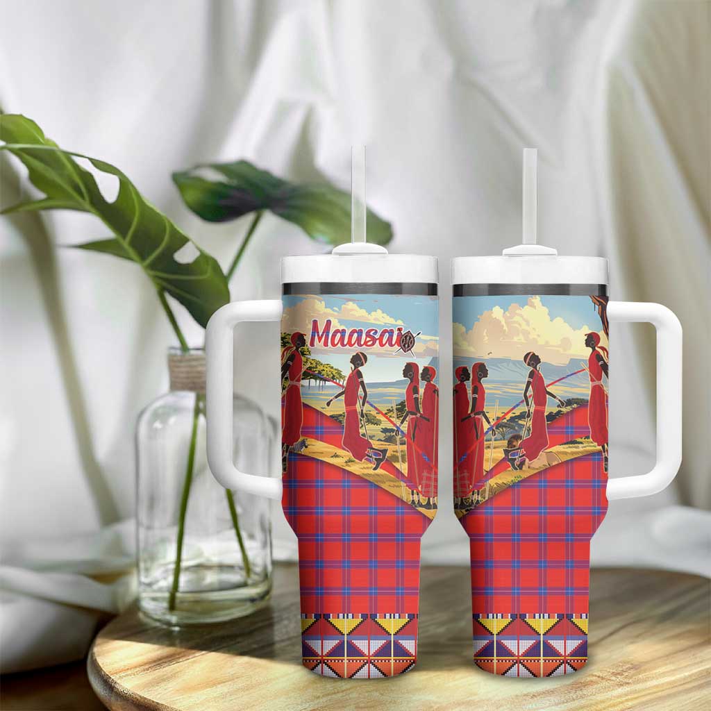 Maasai Adumu Dance Tumbler With Handle Shuka Pattern - Kenya Safari