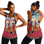 Maasai Adumu Dance Women Racerback Tank Shuka Pattern - Kenya Safari