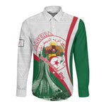 Algeria Independence Day Long Sleeve Button Shirt Coat Of Arms With Maqam Echahid