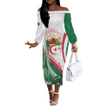 Algeria Independence Day Off The Shoulder Long Sleeve Dress Coat Of Arms With Maqam Echahid