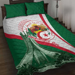 Algeria Independence Day Quilt Bed Set Coat Of Arms With Maqam Echahid