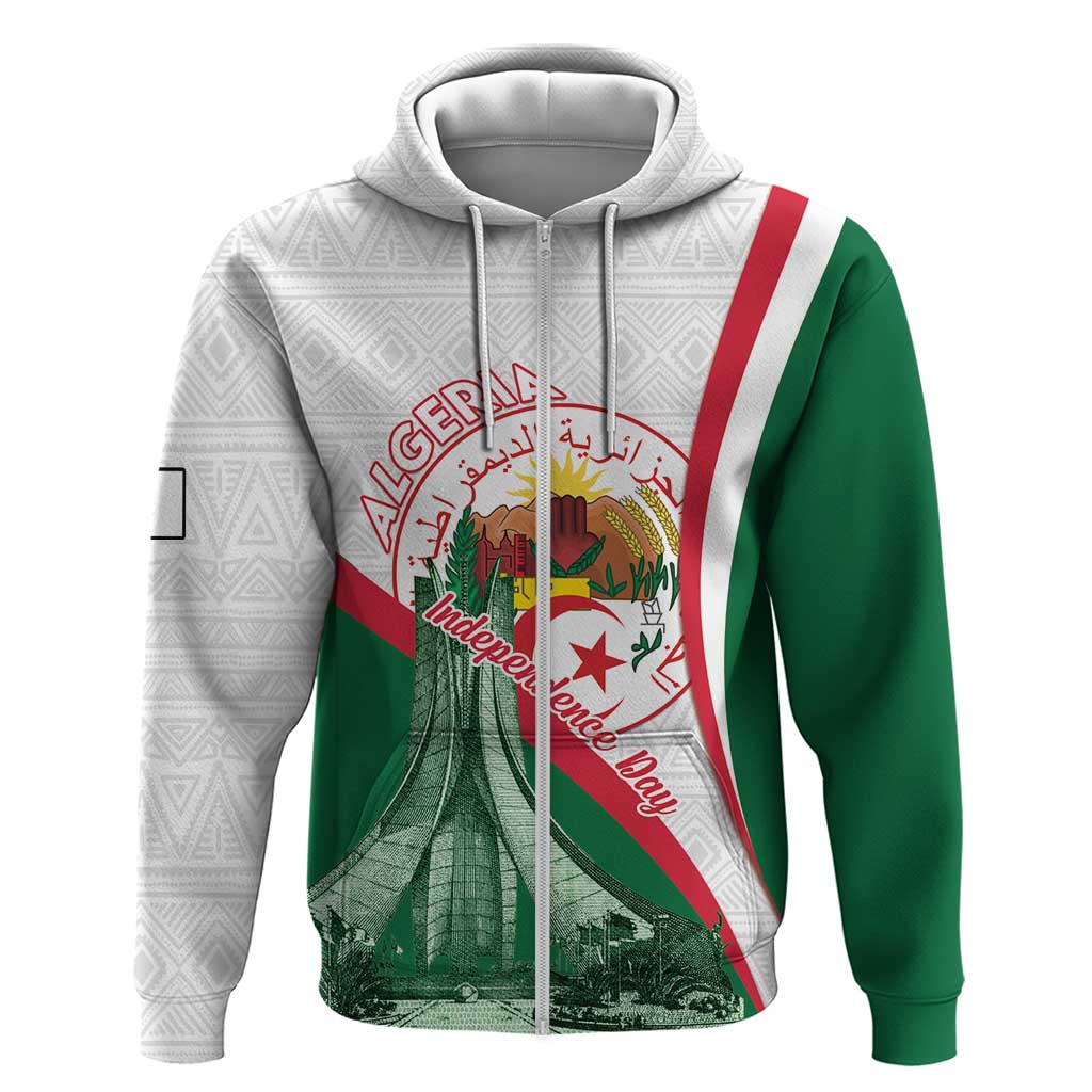 Personalised Afro Algeria Sleeveless Zip Hoodie Coat Of Arms With Islamic Pattern LT15 main image 1