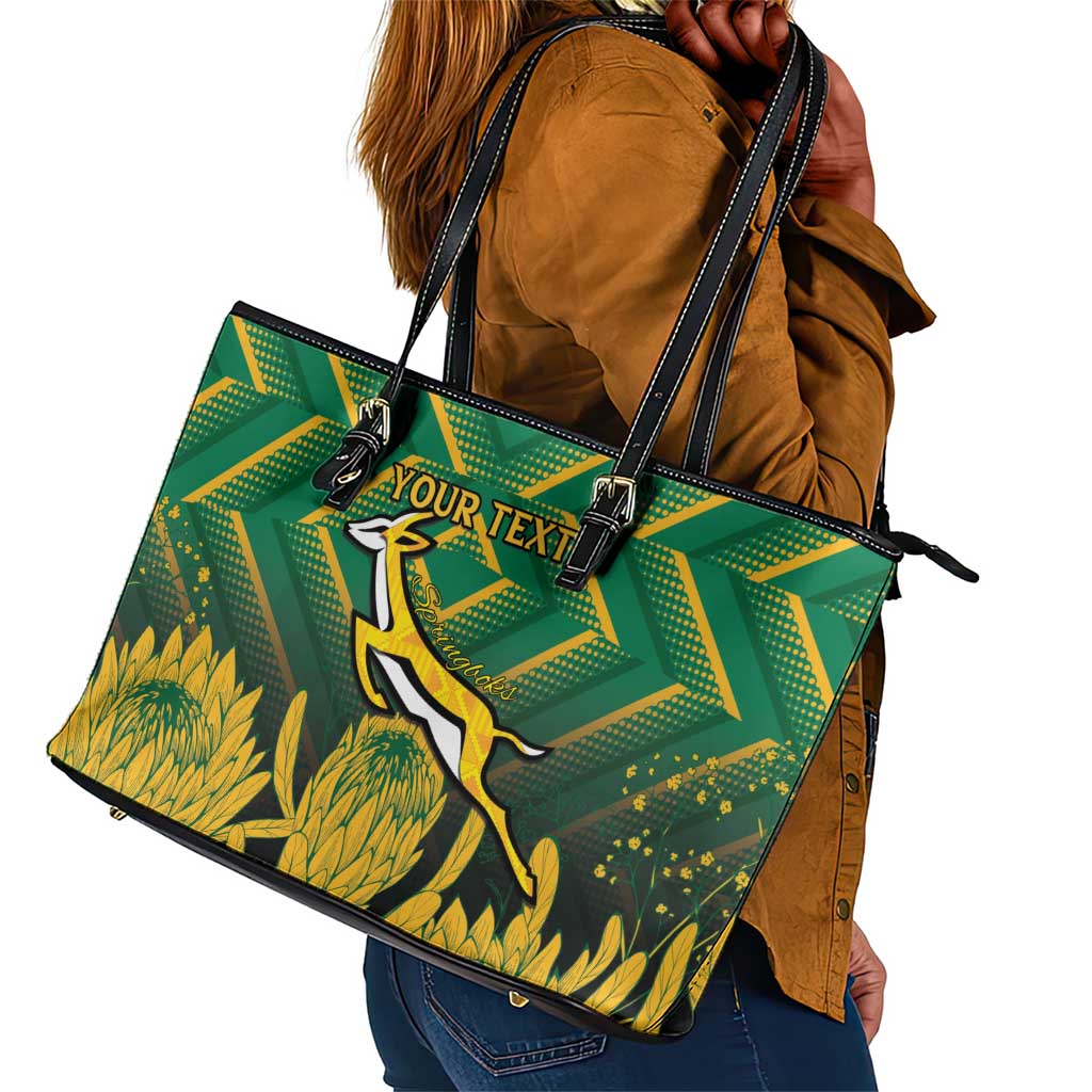 South Africa Rugby Custom Leather Tote Bag Go Springboks Go