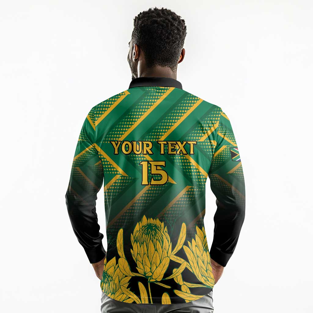 South Africa Rugby Custom Long Sleeve Polo Shirt Go Springboks Go