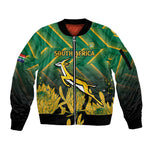 South Africa Rugby Custom Sleeve Zip Bomber Jacket Go Springboks Go
