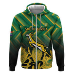 South Africa Rugby Custom Zip Hoodie Go Springboks Go