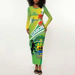 Personalized Gabon Independence Day Long Sleeve Bodycon Dress Gradient Style - African Pride