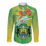 Personalized Gabon Independence Day Long Sleeve Button Shirt Gradient Style - African Pride
