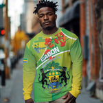 Personalized Gabon Independence Day Long Sleeve Shirt Gradient Style - African Pride