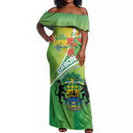 Personalized Gabon Independence Day Off Shoulder Maxi Dress Gradient Style - African Pride