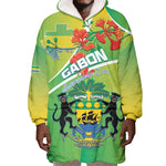 Personalized Gabon Independence Day Wearable Blanket Hoodie Gradient Style - African Pride