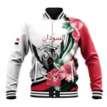Personalized Sudan Baseball Jacket Sudanese Secretary Bird With Hibiscus - African Pride