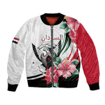 Personalized Sudan Bomber Jacket Sudanese Secretary Bird With Hibiscus - African Pride