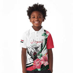 Personalized Sudan Kid Polo Shirt Sudanese Secretary Bird With Hibiscus - African Pride
