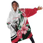 Personalized Sudan Kid Wearable Blanket Hoodie Sudanese Secretary Bird With Hibiscus - African Pride