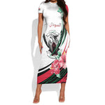 Personalized Sudan Short Sleeve Bodycon Dress Sudanese Secretary Bird With Hibiscus - African Pride