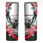 Personalized Sudan Skinny Tumbler Sudanese Secretary Bird With Hibiscus - African Pride