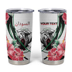 Personalized Sudan Tumbler Cup Sudanese Secretary Bird With Hibiscus - African Pride