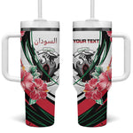 Personalized Sudan Tumbler With Handle Sudanese Secretary Bird With Hibiscus - African Pride