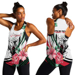 Personalized Sudan Women Racerback Tank Sudanese Secretary Bird With Hibiscus - African Pride
