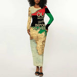 Pan-African Flag Day Long Sleeve Bodycon Dress African Map - Vintage Style - African Pride