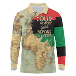 Pan-African Flag Day Long Sleeve Polo Shirt African Map - Vintage Style - African Pride