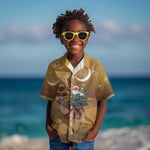 Afro Christmas in Sahara Morocco Kid Hawaiian Shirt Black Santa Riding Camel - African Pride