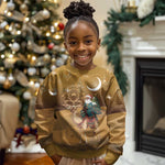 Afro Christmas in Sahara Morocco Kid Ugly Christmas Sweater Black Santa Riding Camel - African Pride