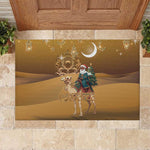 Afro Christmas in Sahara Morocco Rubber Doormat Black Santa Riding Camel - African Pride