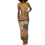 Afro Christmas in Sahara Morocco Tank Maxi Dress Black Santa Riding Camel - African Pride