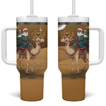 Afro Christmas in Sahara Morocco Tumbler With Handle Black Santa Riding Camel - African Pride