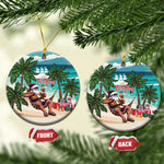 Afro Christmas in Liberia Ceramic Ornament Santa Chill on Tropical Beach - African Pride