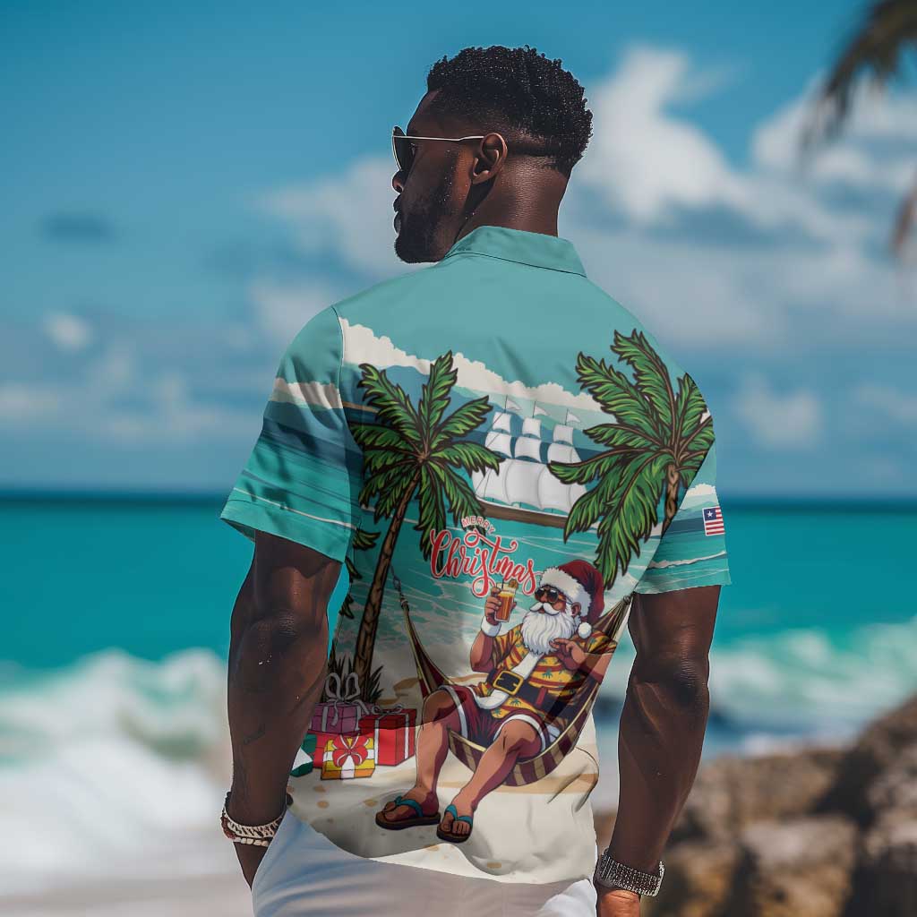 Afro Christmas in Liberia Hawaiian Shirt Santa Chill on Tropical Beach - African Pride