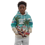 Afro Christmas in Liberia Kid Hoodie Santa Chill on Tropical Beach - African Pride