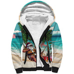 Afro Christmas in Liberia Sherpa Hoodie Santa Chill on Tropical Beach - African Pride