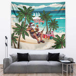 Afro Christmas in Liberia Tapestry Santa Chill on Tropical Beach - African Pride