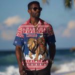 Personalized Afro Christmas in Liberia Hawaiian Shirt Black Santa Riding Lion - Merry Christmas - African Pride