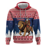 Personalized Afro Christmas in Liberia Hoodie Black Santa Riding Lion - Merry Christmas - African Pride